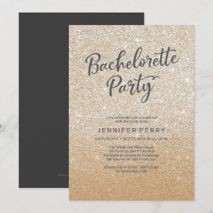 Gouden glitter Bachelorette Party Uitnodiging