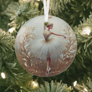 Gouden glitter Ballerina Kerst Ornament