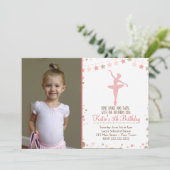 Gouden Glitter Ballet Dans Verjaardag Uitnodiging (Staand voorkant)