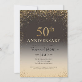 Gouden Glitter Ballon 50ste Verjaardag Kaart