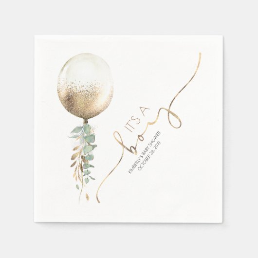 Gouden Glitter ballon Garland Elegant Baby shower Servet (Voorkant)