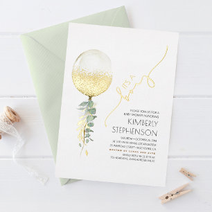 Gouden Glitter Ballon Moderne Baby Shower Het Is E Folie Uitnodiging