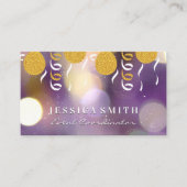 Gouden Glitter Ballonnen en Confetti Visitekaartje (Voorkant)