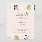 Gouden Glitter-ballonnen en Kind van Petten Kaart (Voorkant)