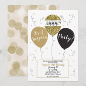 Gouden Glitter Ballonnen Verrassing Verjaardagsfee Kaart (Voorkant / Achterkant)