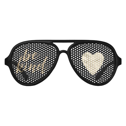 Gouden Glitter Be Kind Hart Inspirerend Quote Aviator Zonnebril (Voorkant)