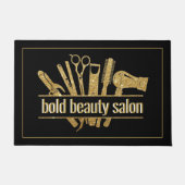 Gouden Glitter Beauty Salon Haarstylist Black Deur Deurmat (Voorkant)