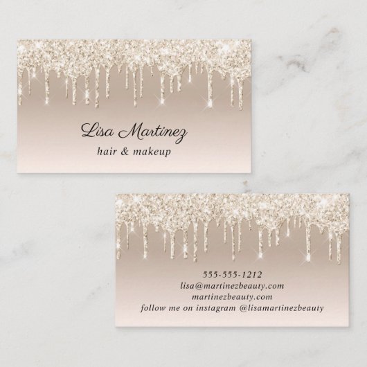 Gouden Glitter Beauty Visitekaartje (Voorkant / Achterkant)