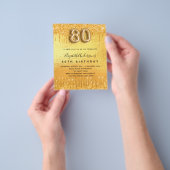 gouden glitter-begrotingsuitnodiging voor 80e verj flyer (Hand)