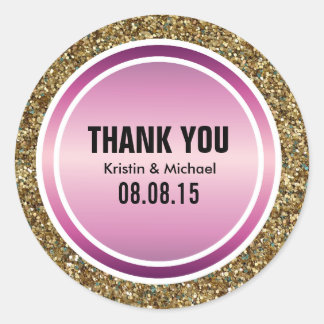 Gouden Glitter & Berry Paarse Dank u Label