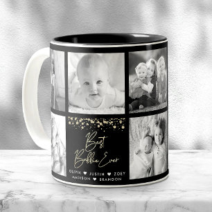 Gouden Glitter Beste Bubbie Ooit 8 Fotocollage Gla Tweekleurige Koffiemok