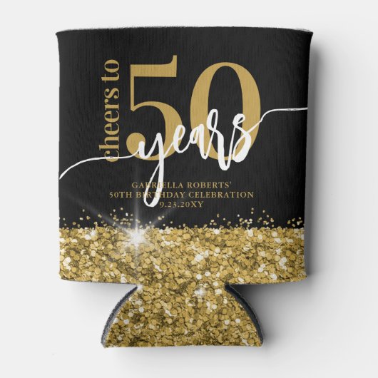 Gouden Glitter Birthday Favor Blikjeskoeler (Voorkant)