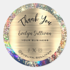 Gouden Glitter Black Opal Bedankt Ronde Sticker