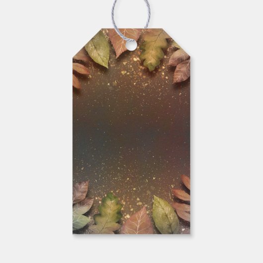Gouden Glitter bladeren  herfst bruiloft Cadeaulabel (Achterkant)