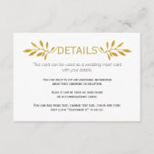 Gouden glitter bladeren patroon bruiloft invoegen informatiekaartje (Voorkant)