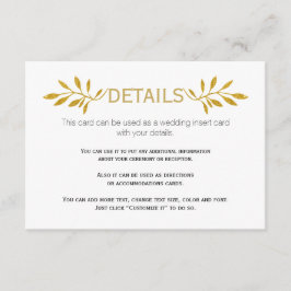 Gouden glitter bladeren patroon bruiloft invoegen informatiekaartje