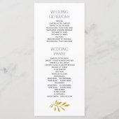 Gouden glitter bladeren patroon bruiloft programma programmakaart (Achterkant)