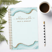Gouden Glitter Blauw Marmeren Agaat Gepersonalisee Planner