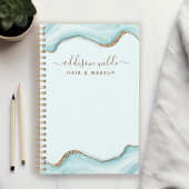 Gouden Glitter Blauw Marmeren Agaat Gepersonalisee Planner
