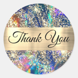 Gouden glitter blauw opaal dank u sticker