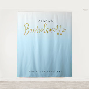 Gouden Glitter Blauwe Bachelorette-feest Fotohokje Wandkleed
