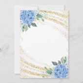 Gouden Glitter Blauwe Bloemen Twintigste Verjaarda Kaart (Achterkant)