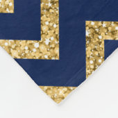 Gouden Glitter Blauwe Chevron Zigzag Patroon Monog Fleece Deken (Hoek)