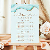 Gouden Glitter Blauwe Marmer Agate Service Prijs Menu