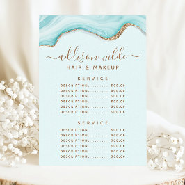 Gouden Glitter Blauwe Marmer Agate Service Prijs Menu