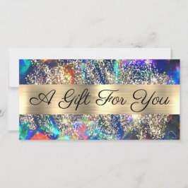 Gouden glitter blauwe opaal cadeaubon