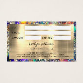 Gouden glitter blauwe opaal cadeaubon visitekaartje (Achterkant)