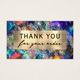 Gouden glitter blauwe opaal kortingskaart visitekaartje