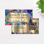 Gouden glitter blauwe opaal loyalty card visitekaartje (Bureau)