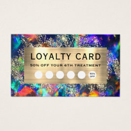 Gouden glitter blauwe opaal loyalty card visitekaartje