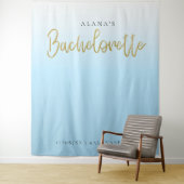 Gouden Glitter Blauwe Verlovingsfeest Fotocabine Wandkleed (In situ)