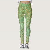 Gouden Glitter & Blauwgroen Aqua Glam Glitterij Leggings (Voorkant)