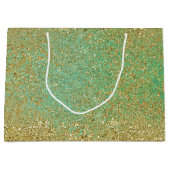 Gouden Glitter Blauwgroen Aqua Glittery Glam Spark Large Cadeautasje (Voorkant)