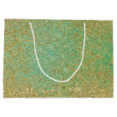 Gouden Glitter Blauwgroen Aqua Glittery Glam Spark Large Cadeautasje (Achterkant)