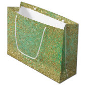 Gouden Glitter Blauwgroen Aqua Glittery Glam Spark Large Cadeautasje (Voorkant Gekanteld)