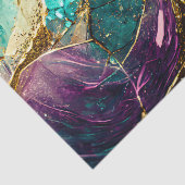 Gouden Glitter Blauwgroen en Paarse Glas Art Decou Tissuepapier (Detail)