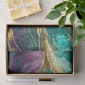 Gouden Glitter Blauwgroen en Paarse Glas Art Decou Tissuepapier (Geschenk)