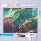 Gouden Glitter Blauwgroen en Paarse Glas Art Decou Tissuepapier (Craft)