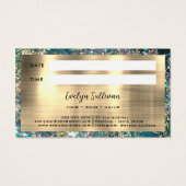 Gouden glitter blauwgroen opaal afspraak kaart (Achterkant)