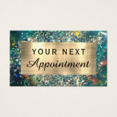 Gouden glitter blauwgroen opaal afspraak kaart (Voorkant)