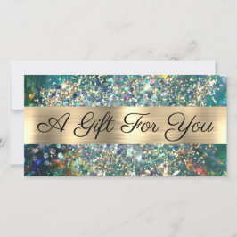 Gouden glitter blauwgroen opaal cadeaubon