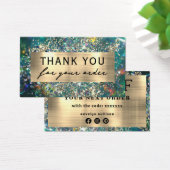 Gouden glitter blauwgroen opaal kortingskaart visitekaartje (Bureau)