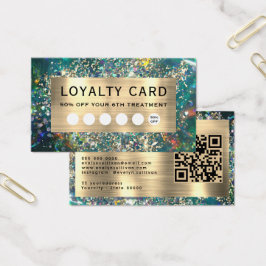 Gouden glitter blauwgroen opaal loyalty card visitekaartje