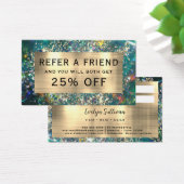 Gouden glitter blauwgroen opaal verwijzingskaart visitekaartje (Bureau)