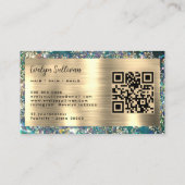 Gouden glitter blauwgroen opaal visitekaartje (Achterkant)