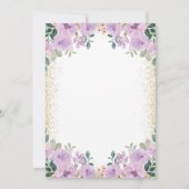 Gouden Glitter Blauwgroen Paarse Bloemen Eenhoorn  Kaart (Achterkant)